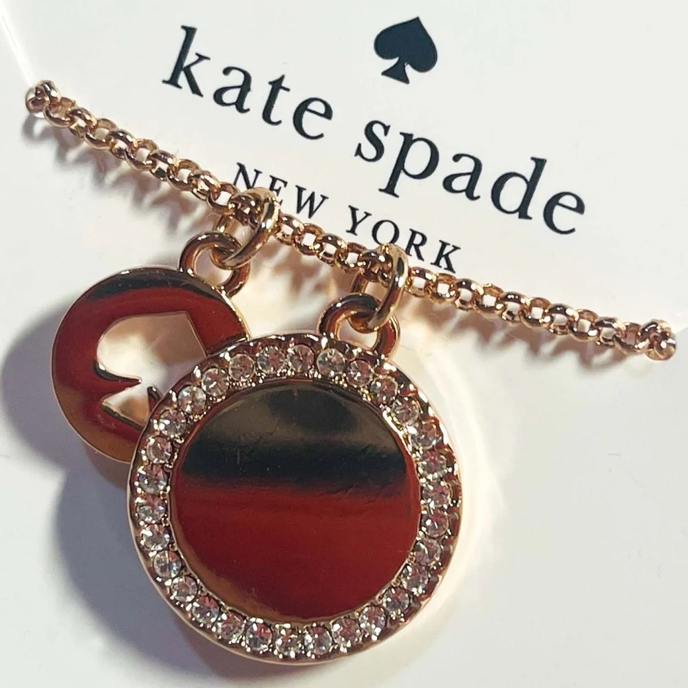 Kate Spade Spot The Spade Pave Charm Gold Pendant Necklace